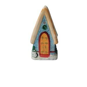 JSNY Holiday Village Ceramic Candle Holder Hand Painted Church
